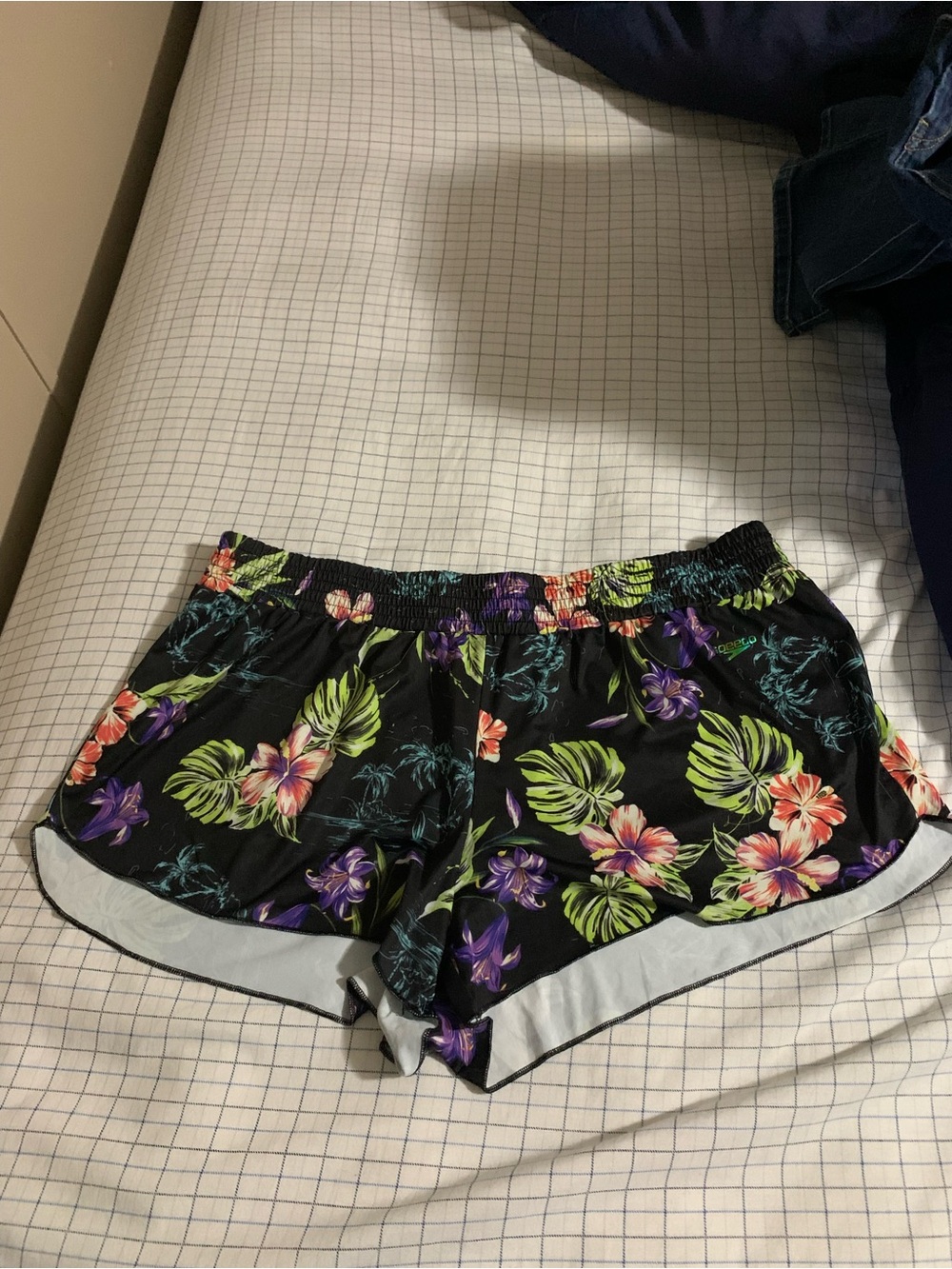 Speedo Black Tropical Floral Athletic Shorts